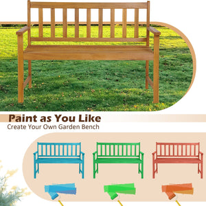 2-Person Outdoor Acacia Wood Bench with Backrest view 7