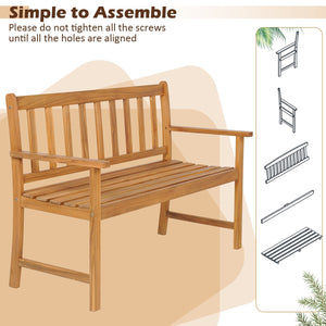 2-Person Outdoor Acacia Wood Bench with Backrest view 8