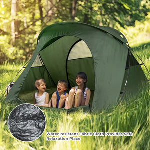 2-Person Outdoor Camping Tent with External Cover-Green view 3