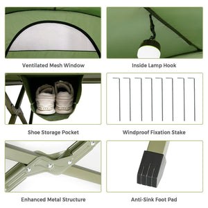 2-Person Outdoor Camping Tent with External Cover-Green view 9