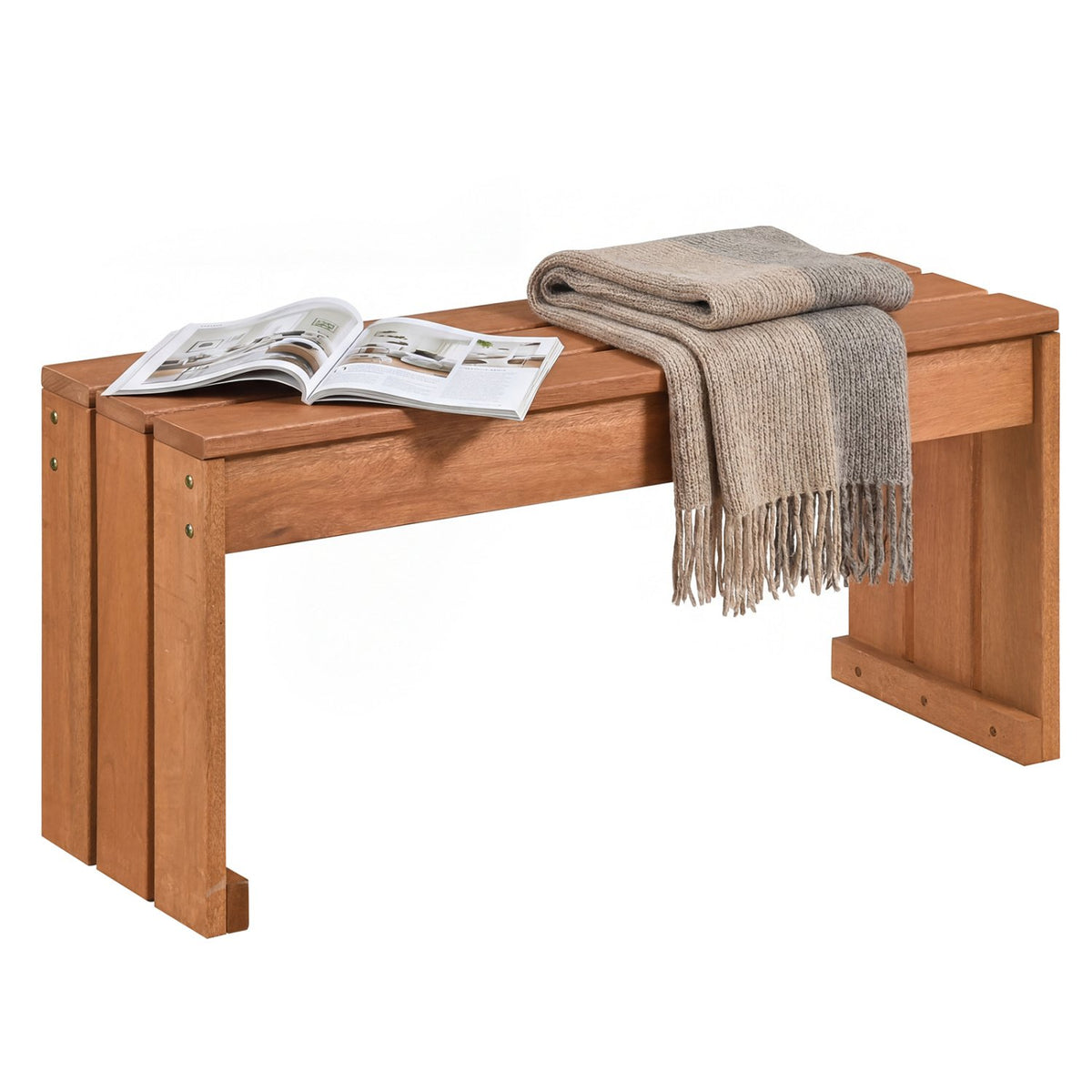 2-Person Outdoor Garden Bench with Solid Wooden Frame for Backyard view 4