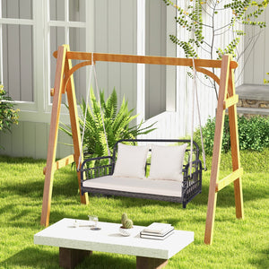 2-Person Outdoor Hanging Chair with Ropes-Gray view 3