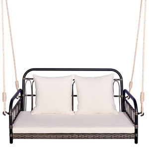 2-Person Outdoor Hanging Chair with Ropes-Gray view 4