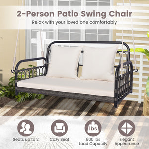 2-Person Outdoor Hanging Chair with Ropes-Gray view 6
