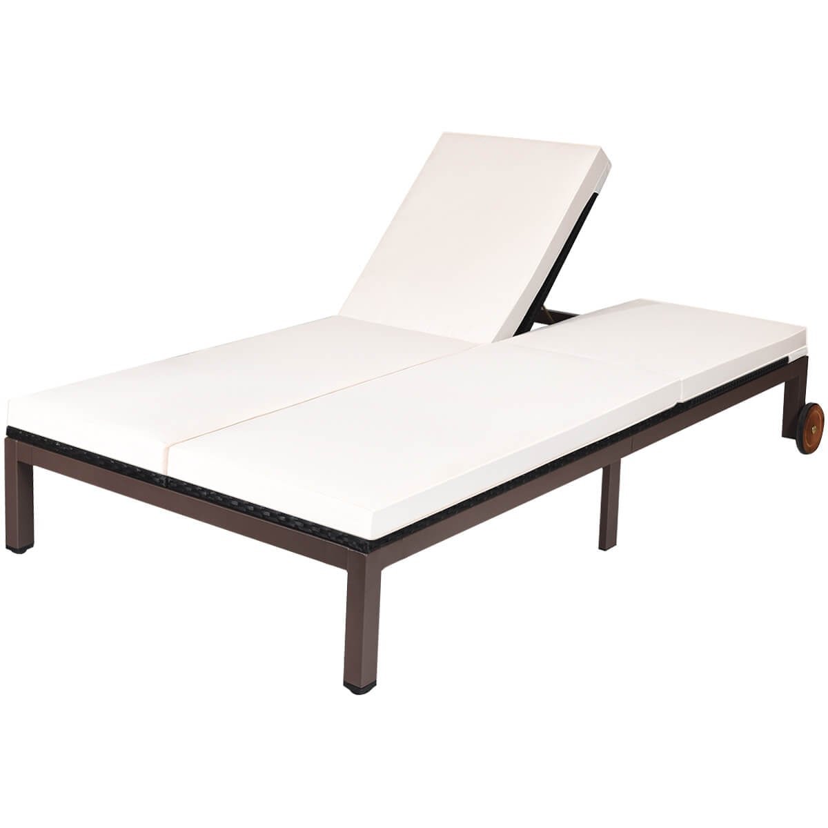 2-Person Patio Rattan Lounge Chair with Adjustable Backrest-White view 4