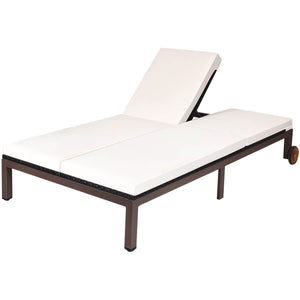 2-Person Patio Rattan Lounge Chair with Adjustable Backrest-White view 4