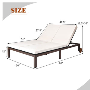2-Person Patio Rattan Lounge Chair with Adjustable Backrest-White view 5
