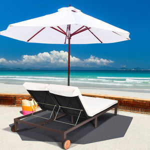 2-Person Patio Rattan Lounge Chair with Adjustable Backrest-White view 7