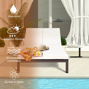 2-Person Patio Rattan Lounge Chair with Adjustable Backrest-White view 8
