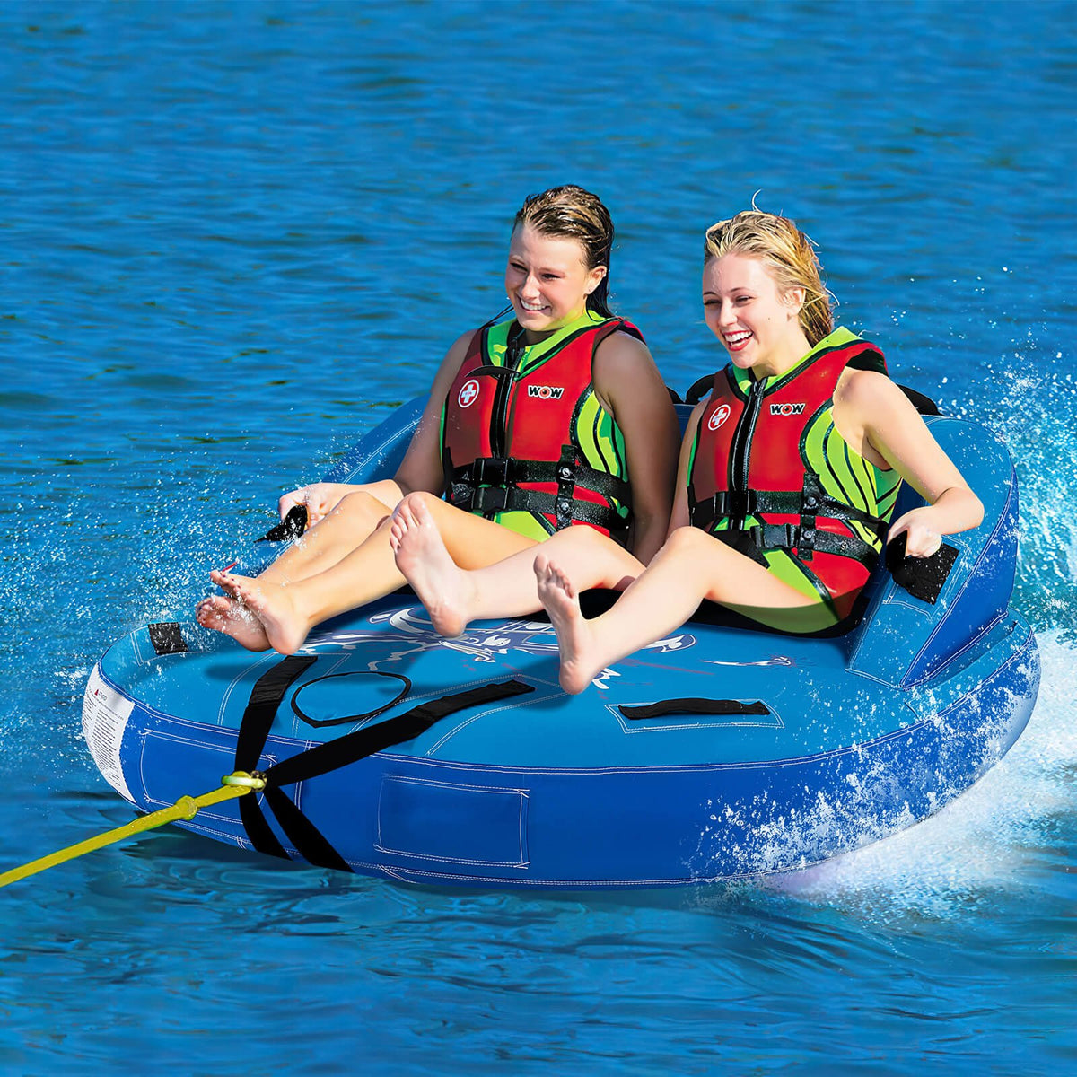 2 Person Water Sport Inflatable Towable Tubes for Boating-Blue view 2