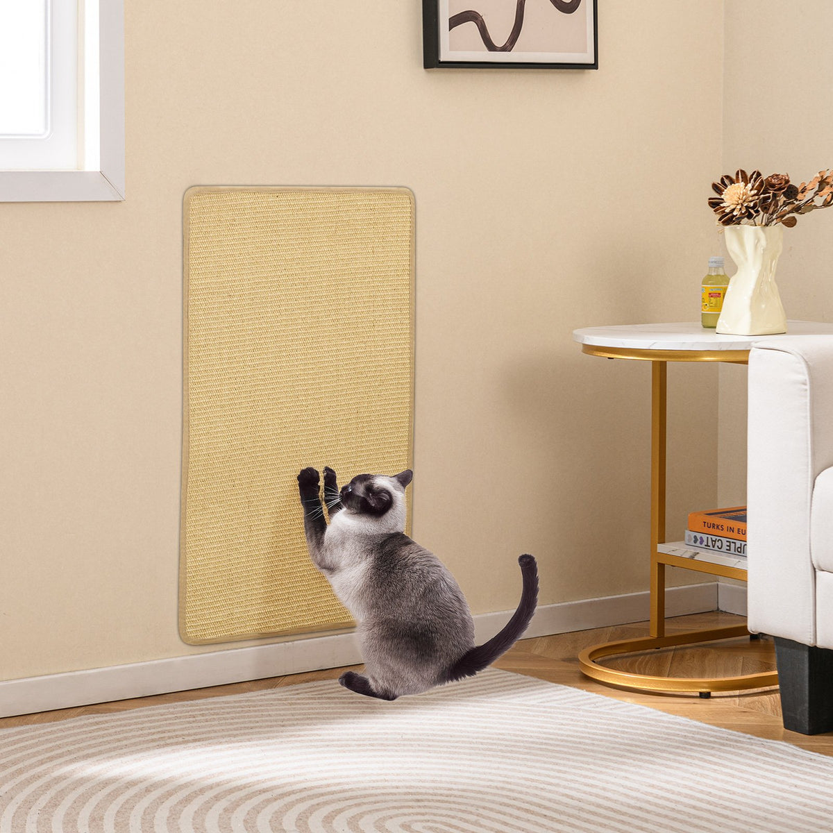 2 Piece Cat Scratcher Mat Set 32 x 20 Inch Natural Sisal Pads view 3