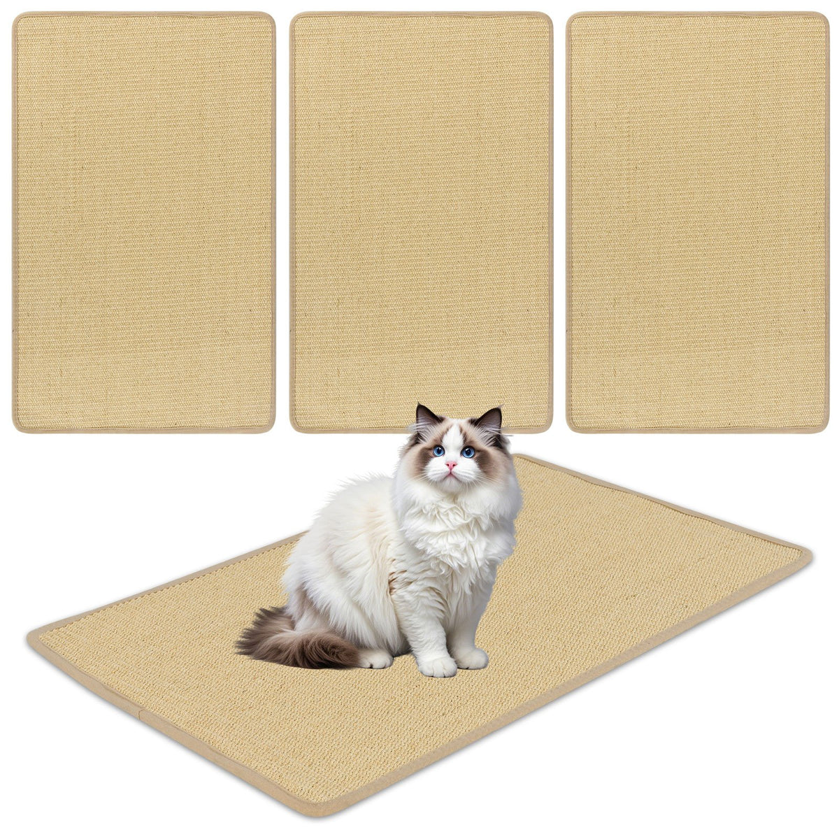 2 Piece Cat Scratcher Mat Set 32 x 20 Inch Natural Sisal Pads view 4