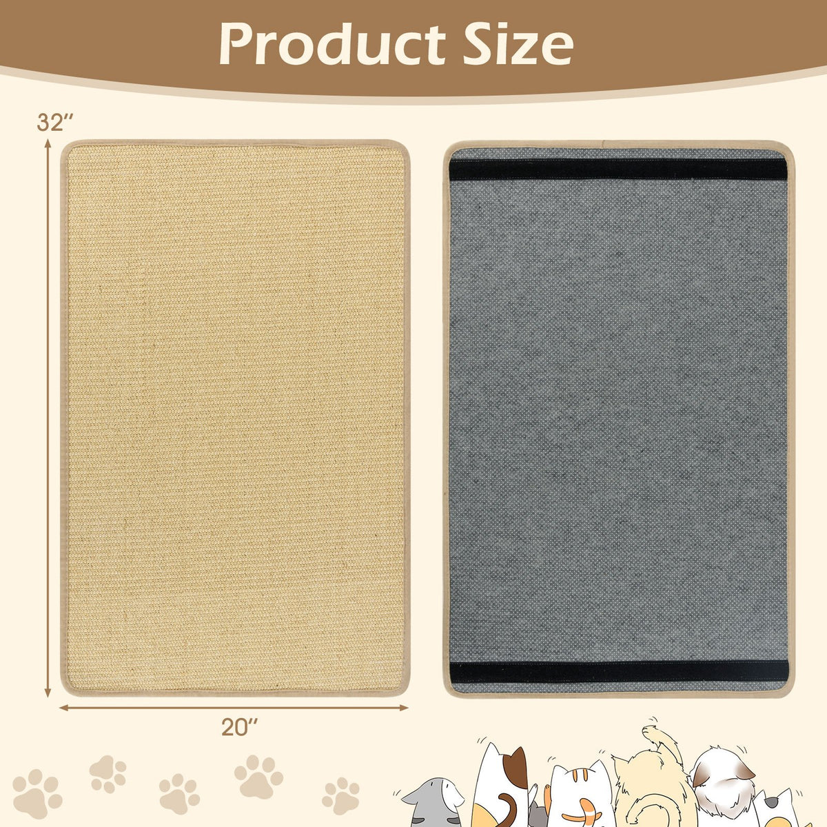 4 Pieces Cat Scratcher Mat Set 32, x 20 Inch Pads for Cats view 5