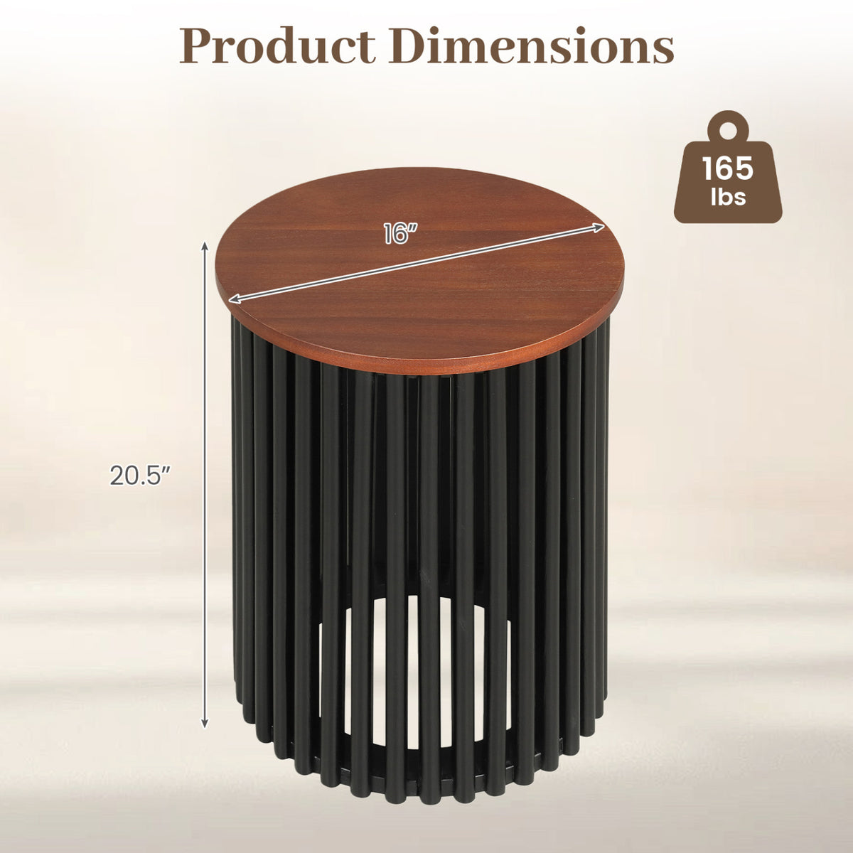 2 Piece Elegant Round Acacia Wood Coffee Table for Living Room and Home Office-Walnut view 4