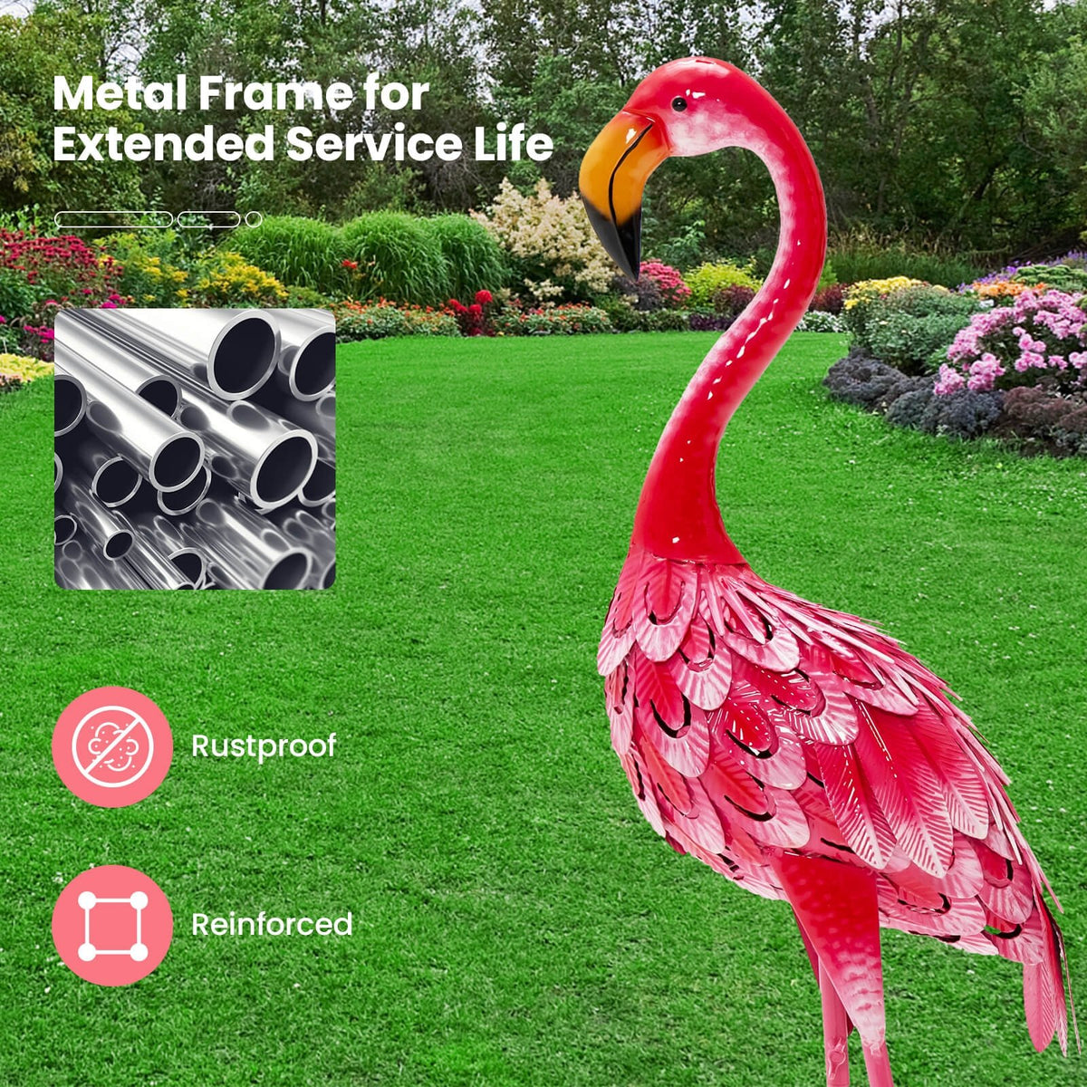 2-Piece Flamingo Garden Statue Set view 3