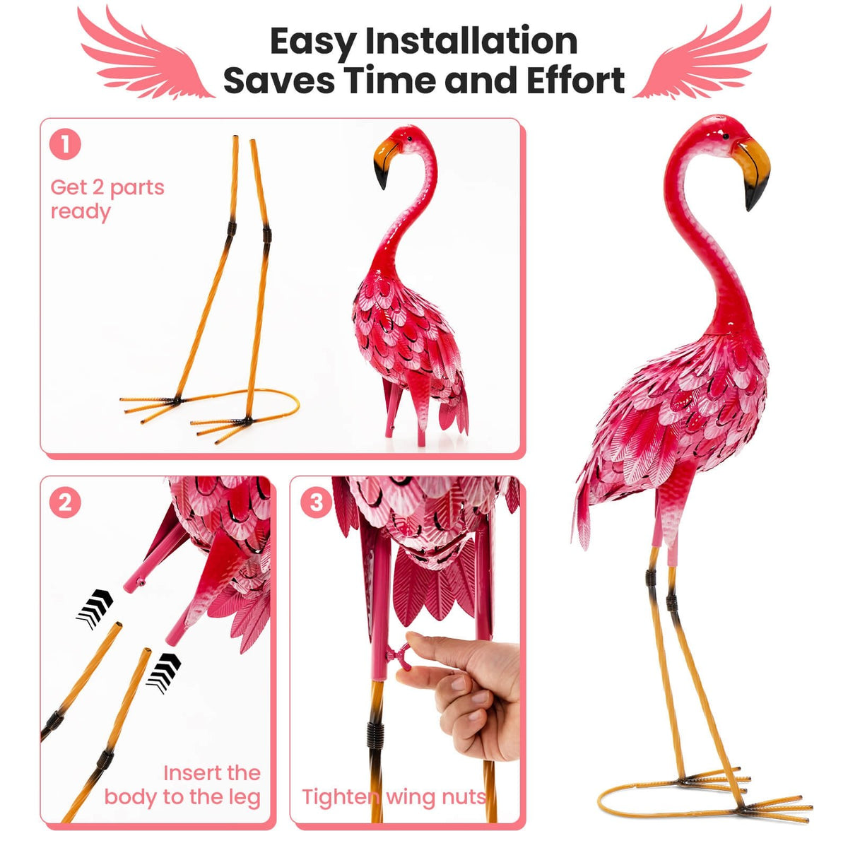 2-Piece Flamingo Garden Statue Set view 5