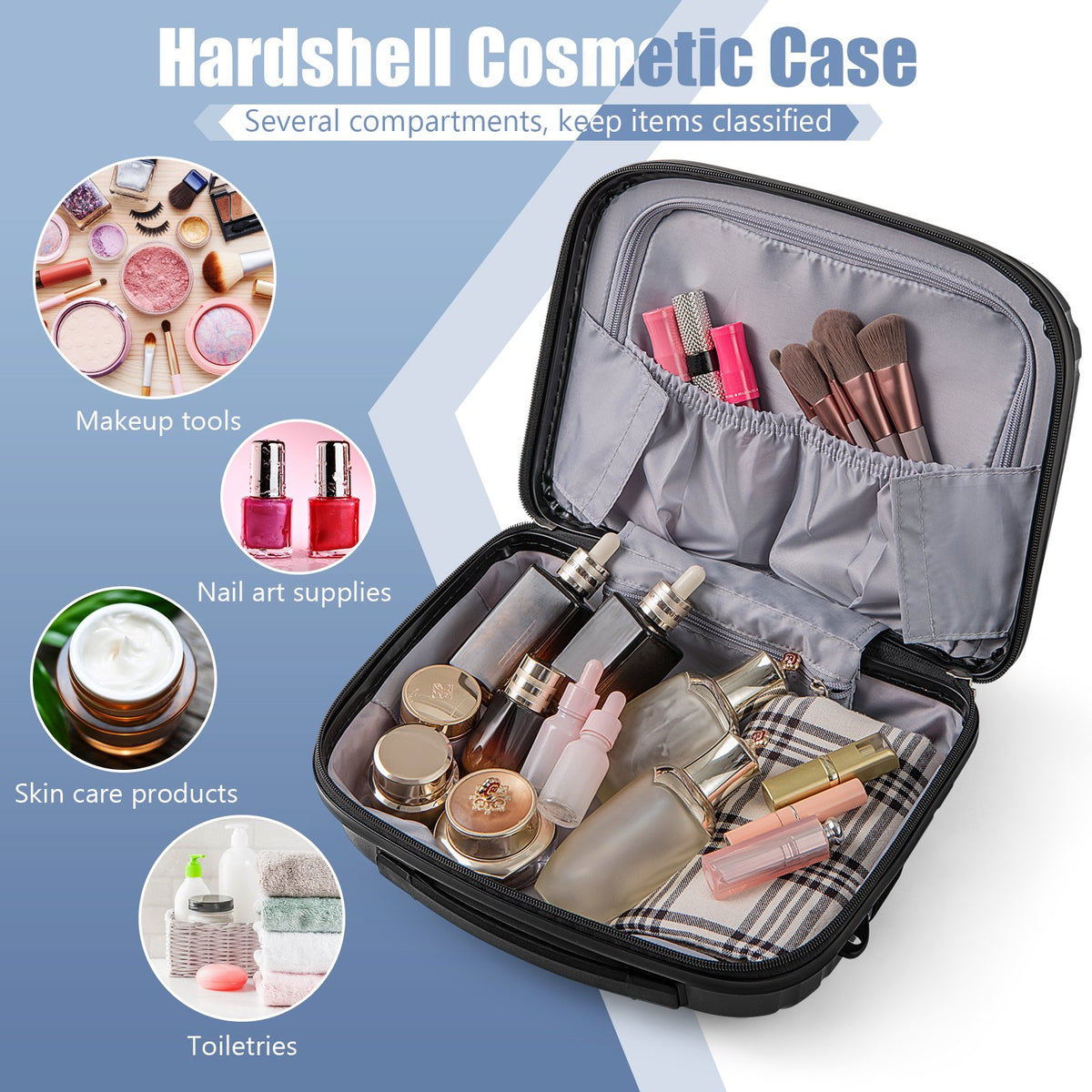 2-Piece Luggage Set 20 Inch Carry-on Suitcase and 14 Inch Cosmetic Case-Black view 7