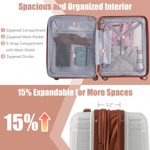 2-Piece Luggage Set 20 Inch Carry-on Suitcase and 14 Inch Cosmetic Case-White view 6