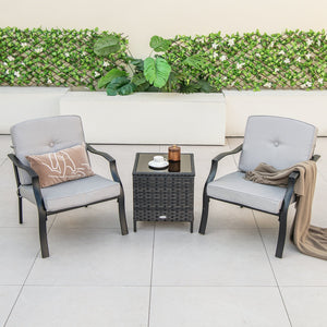 2 Piece Patio Metal Chairs with Seat and Back Cushions view 2