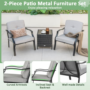 2 Piece Patio Metal Chairs with Seat and Back Cushions view 5