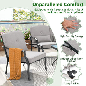 2 Piece Patio Metal Chairs with Seat and Back Cushions view 6