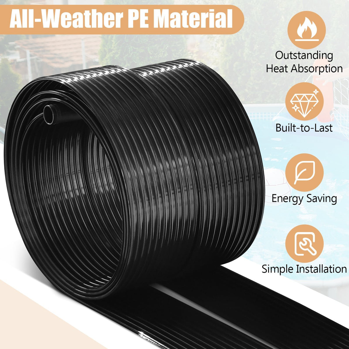 2 Pieces 10/16.4/20 Feet Weatherproof Solar Swimming Pool Heating System-S view 7