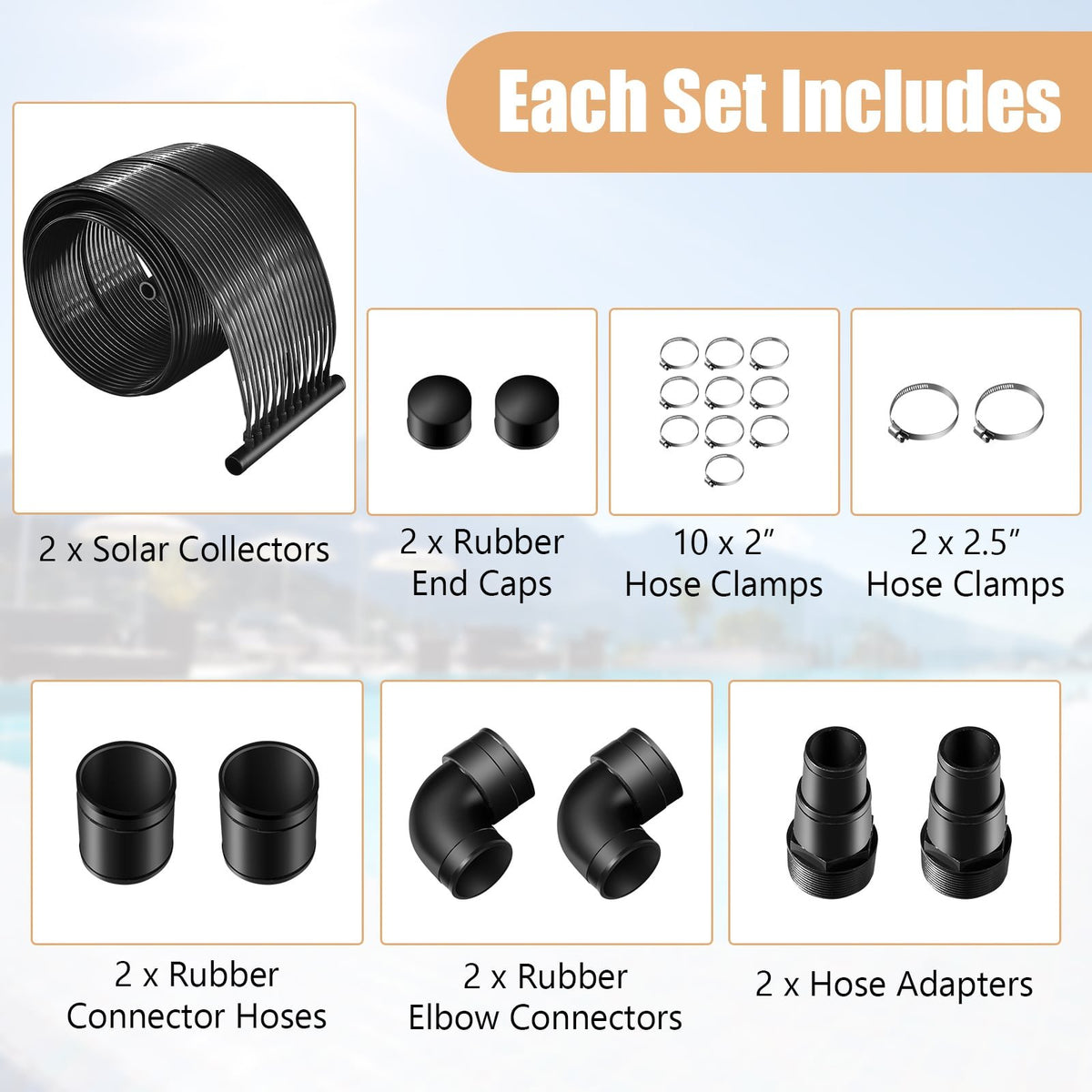 2 Pieces 10/16.4/20 Feet Weatherproof Solar Swimming Pool Heating System-S view 8