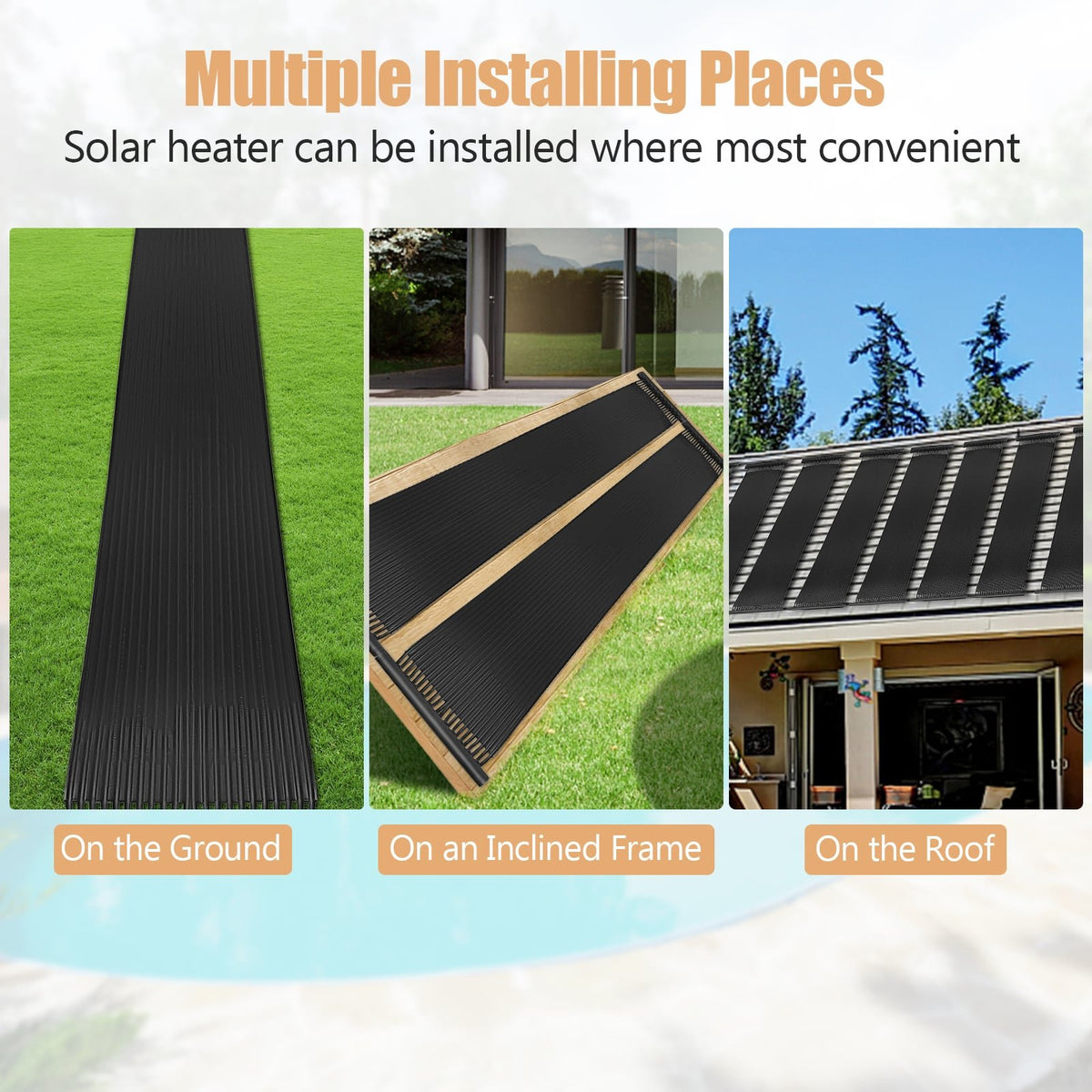 2 Pieces 10/16.4/20 Feet Weatherproof Solar Swimming Pool Heating System-S view 9
