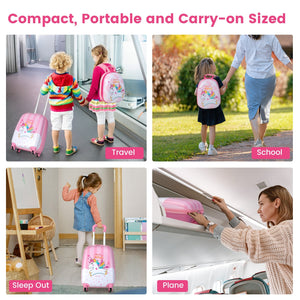 2 Pieces 12 Inch 16 Inch Kids Luggage Set with Backpack and Suitcase for Travel-Lovely Unicorn view 6