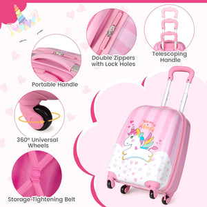 2 Pieces 12 Inch 16 Inch Kids Luggage Set with Backpack and Suitcase for Travel-Lovely Unicorn view 7