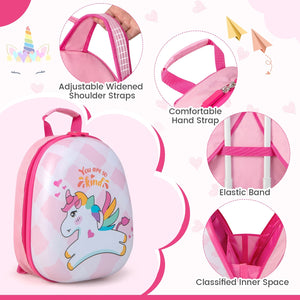 2 Pieces 12 Inch 16 Inch Kids Luggage Set with Backpack and Suitcase for Travel-Lovely Unicorn view 8