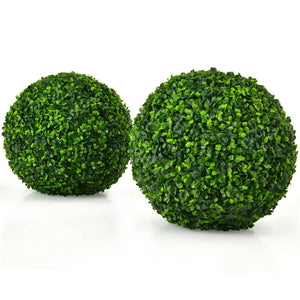 2 Pieces 15.7 Inch Artificial Boxwood Topiary Ball Tree Set view 4