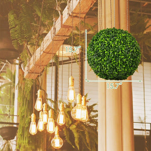 2 Pieces 15.7 Inch Artificial Boxwood Topiary Ball Tree Set view 5