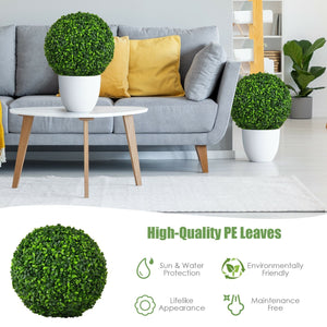 2 Pieces 15.7 Inch Artificial Boxwood Topiary Ball Tree Set view 8