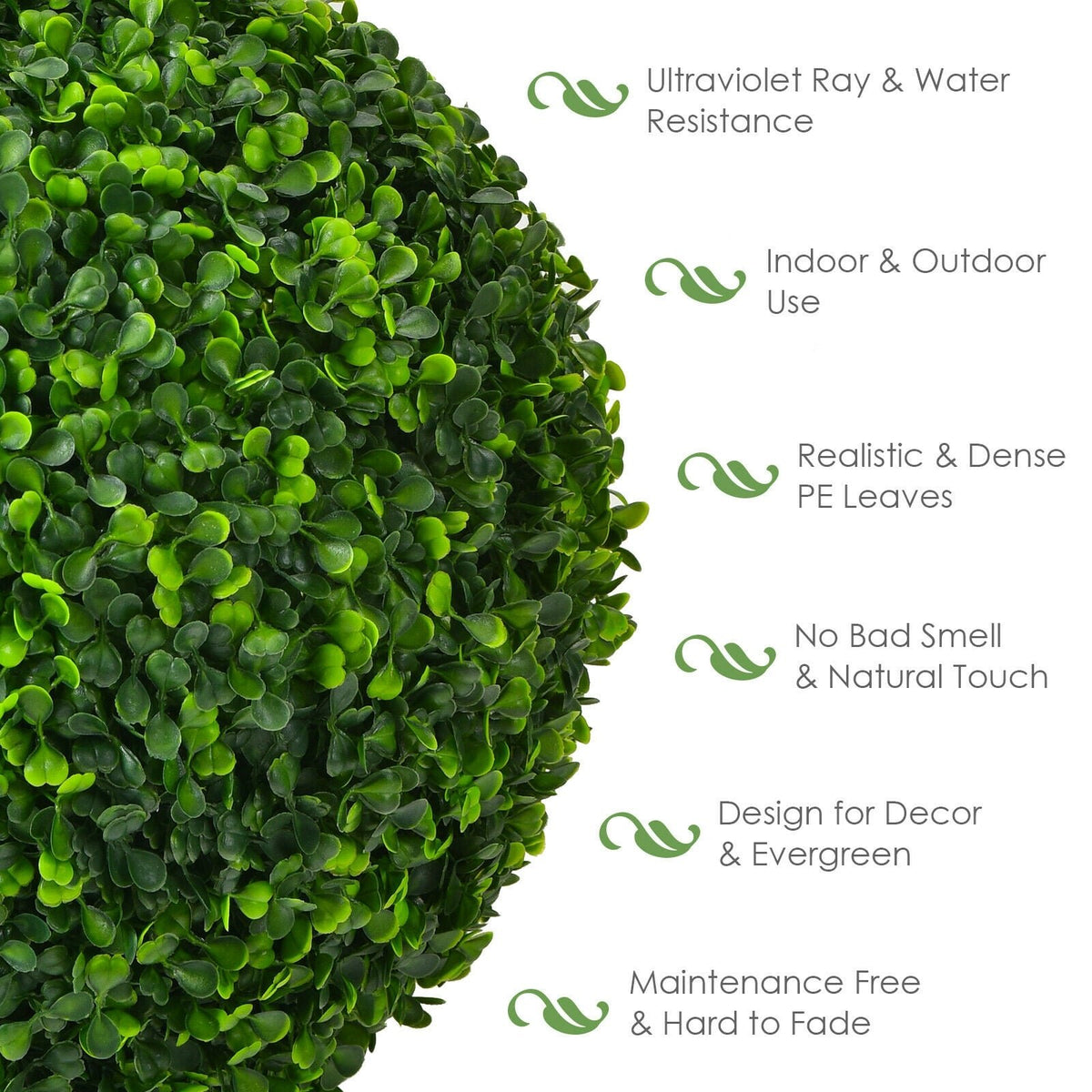2 Pieces 15.7 Inch Artificial Boxwood Topiary Ball Tree Set view 9