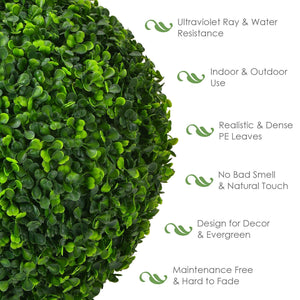 2 Pieces 15.7 Inch Artificial Boxwood Topiary Ball Tree Set view 9