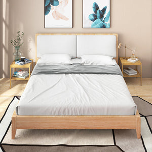 2 Pieces 2 Tiers Bamboo Nightstand for Living Room Bedroom-Natural view 3