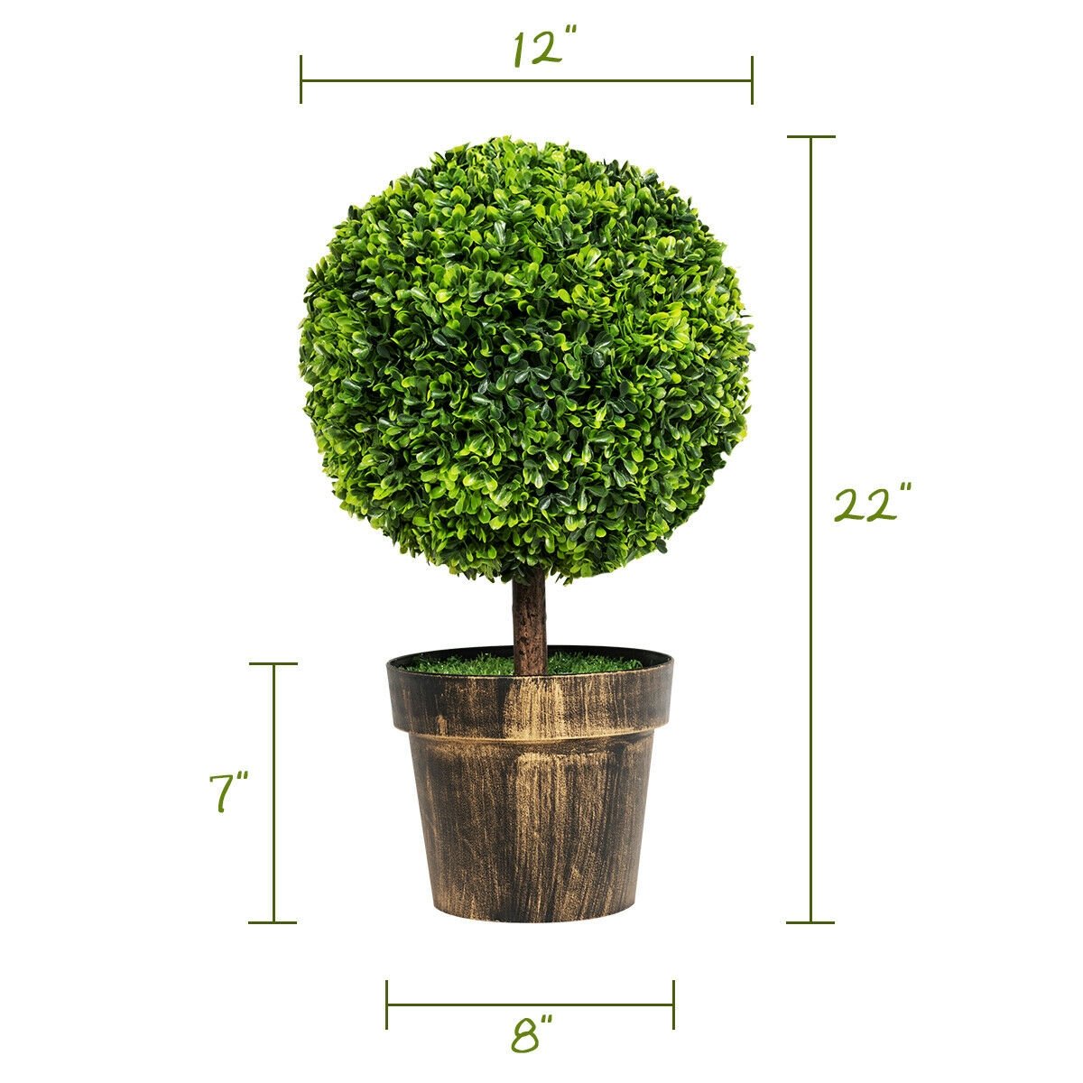 2 Pieces 24 Inch Artificial Boxwood Topiary Ball Tree for House and Office view 4