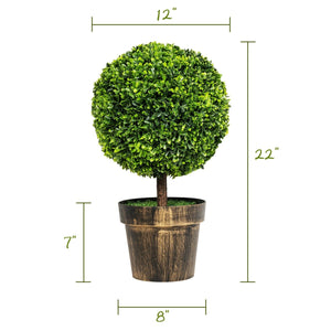 2 Pieces 24 Inch Artificial Boxwood Topiary Ball Tree for House and Office view 4