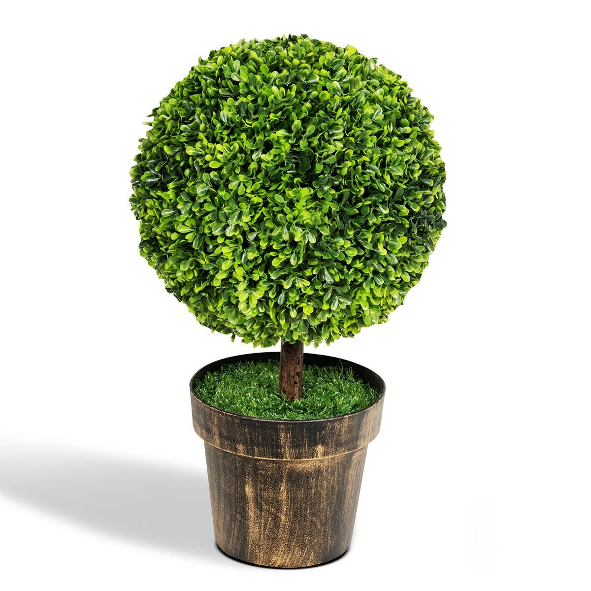 2 Pieces 24 Inch Artificial Boxwood Topiary Ball Tree for House and Office view 9