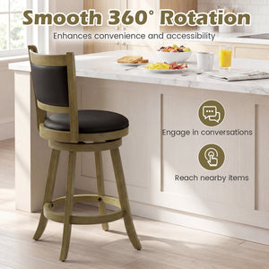 2 Pieces 24 Inch Swivel Counter Stool Dining Chair Upholstered Seat-Gray view 6