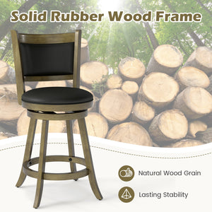 2 Pieces 24 Inch Swivel Counter Stool Dining Chair Upholstered Seat-Gray view 7