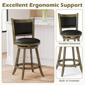 2 Pieces 24 Inch Swivel Counter Stool Dining Chair Upholstered Seat-Gray view 8