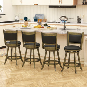 2 Pieces 24 Inch Swivel Counter Stool Dining Chair Upholstered Seat-Gray view 9