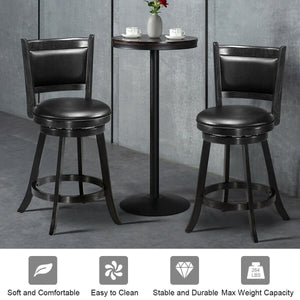 2 Pieces 24 Inches Swivel Counter Stool Dining Chair Upholstered Seat-Black view 3