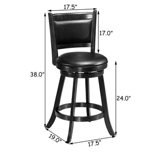 2 Pieces 24 Inches Swivel Counter Stool Dining Chair Upholstered Seat-Black view 4