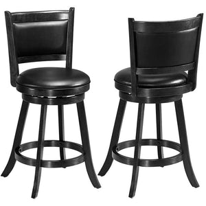 2 Pieces 24 Inches Swivel Counter Stool Dining Chair Upholstered Seat-Black view 8