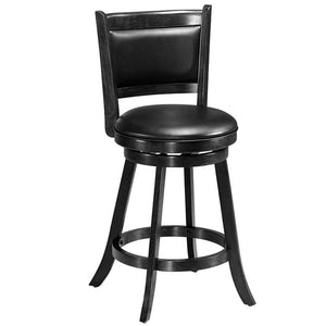 2 Pieces 24 Inches Swivel Counter Stool Dining Chair Upholstered Seat-Black view 9