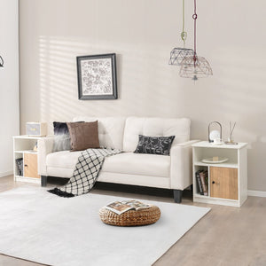 2 Pieces 25 Inch Tall Nightstands with Door and 2 Open Shelves-White view 6