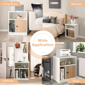2 Pieces 25 Inch Tall Nightstands with Door and 2 Open Shelves-White view 9